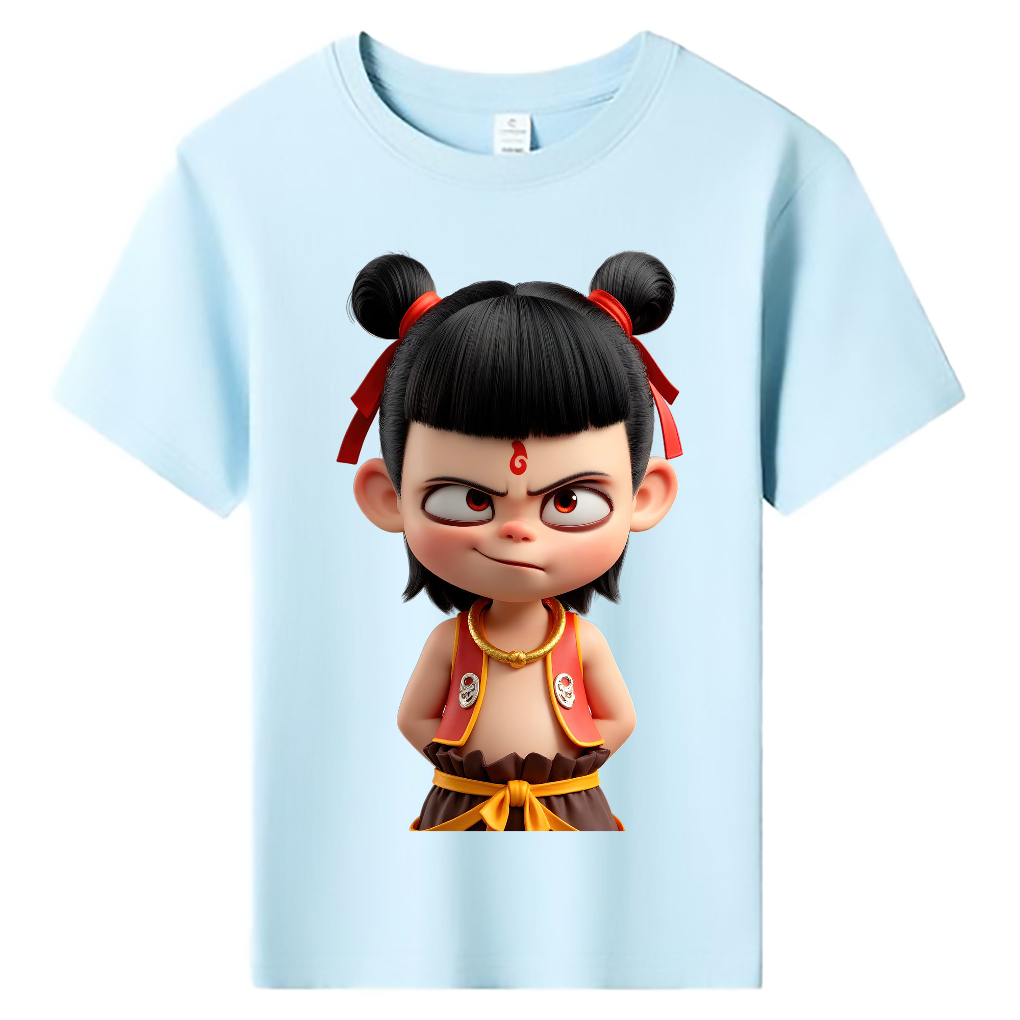 （画像用） Ne Zha 2 ナタ 魔童の大暴れ 綿100％キッズTシャツ（フロントプリント）